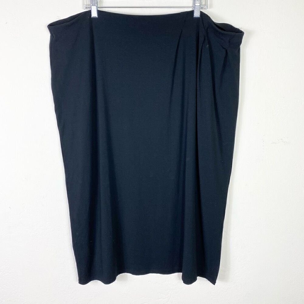 J. Jill Wearever Collection Black Stretch Knee Length Wrap Skirt Plus Size 3X